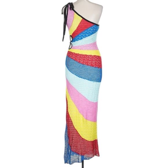 New STAUD Alpes Rainbow Crochet Maxi Dress Large Revolve - Picture 7 of 15
